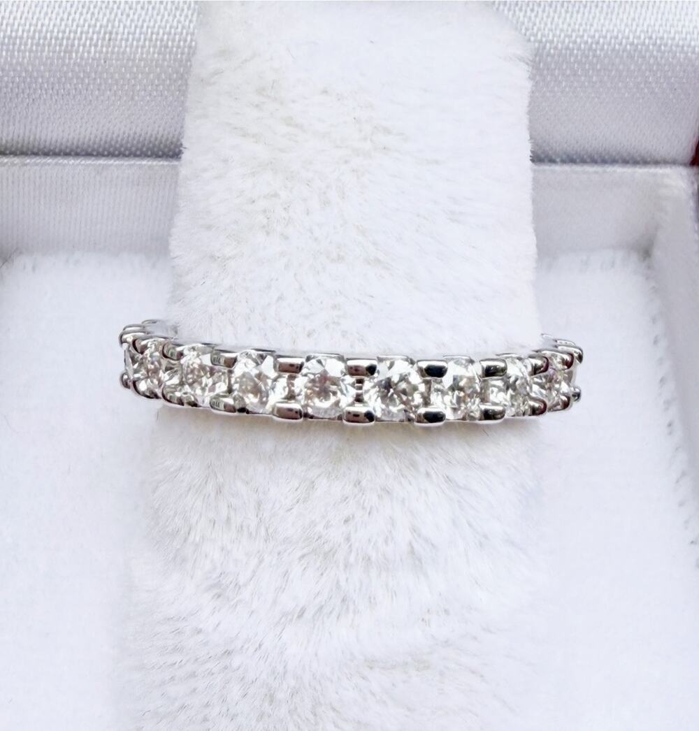 Genuine Moissanite Eternity Ring 2 Ct Size 8 GRA Certified S925 VVS1 & D Color